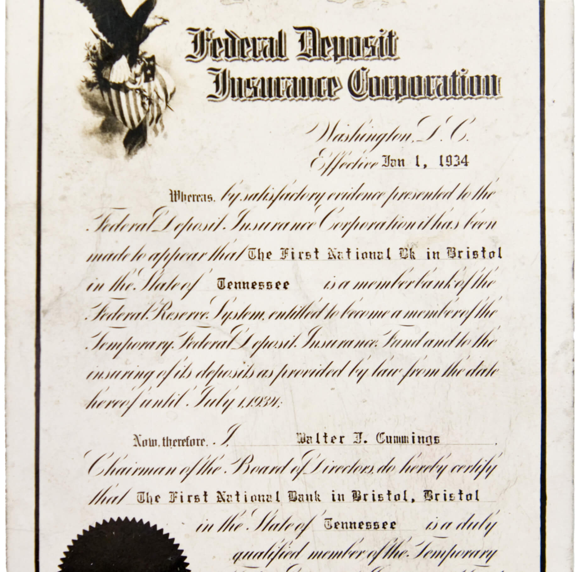 Background image: FDIC Letter