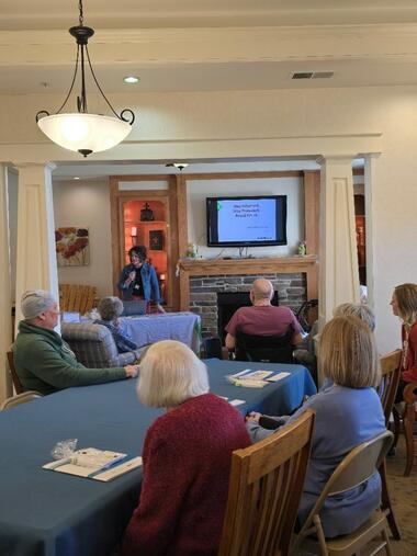 Teaching a Money Smart seminar at an assisted-living facility